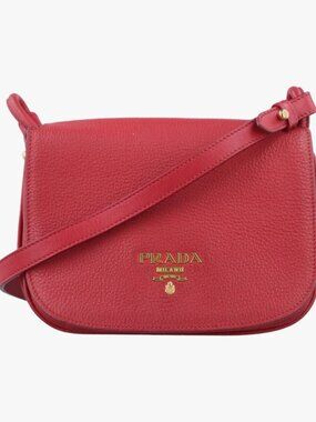 Prada Pebbledo Vitello Dyno Saddle Red Leather Belt